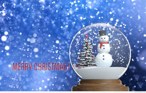 Cute Merry Christmas Snow Globe Wallpaper