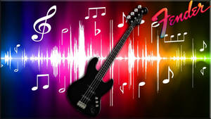 Cute Music Fender Bass Illustration Wallpaper