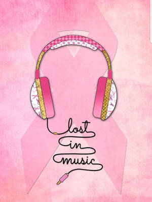 Cute Music Quote With Pink Headphones Wallpaper