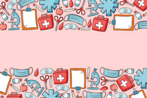 Cute Nurse Medical Pattern Border Wallpaper