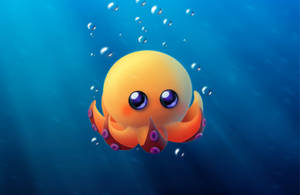 Cute Orange Octopus Wallpaper