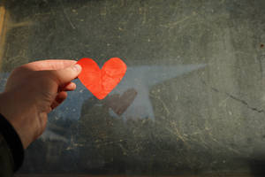 Cute Paper Heart On Marble Wallpaper