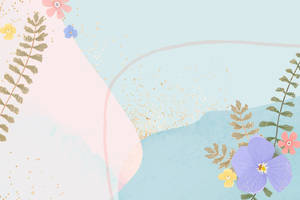 Cute Pastel Blue With Flowers Wallpaper