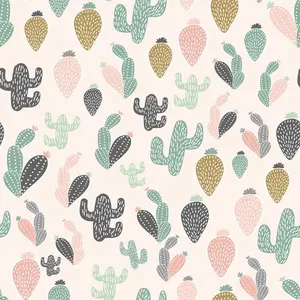 Cute Pastel Cactus Pattern Wallpaper