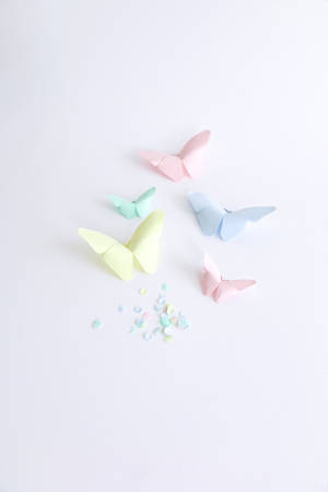 Cute Pastel Colors Origami Butterflies Wallpaper