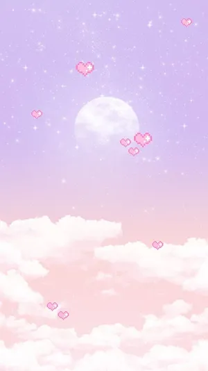 Cute Pastel Purple Sky And Moon Wallpaper