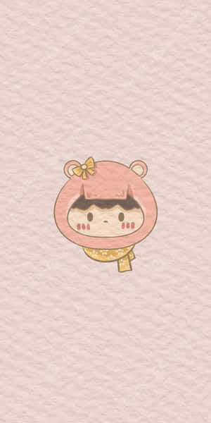 Cute Peach Color Kawaii Bear Wallpaper
