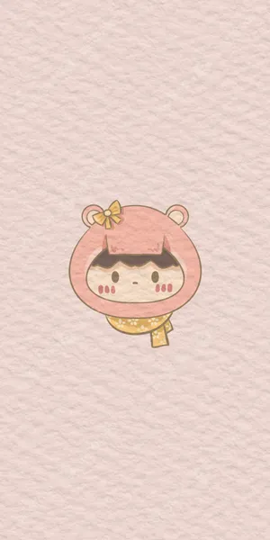 Cute Peach Color Kawaii Bear Wallpaper