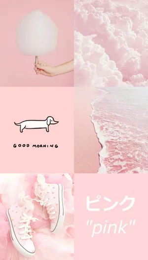Cute Pink Aesthetic Collage Design Wallpaper