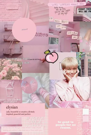 Cute Pink Aesthetic Collage With Kim Namjoon Wallpaper