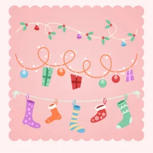 Cute Pink Christmas Socks And Gifts Wallpaper