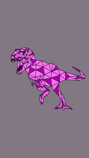 Cute Pink Dinosaur T-rex Geometric Vector Wallpaper