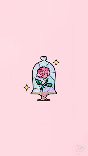 Cute Pink Flower In Glass Container Wallpaper