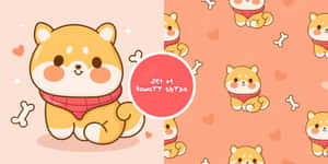 Cute Shiba Inu Pattern Wallpaper