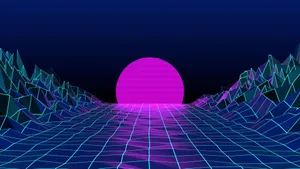 Cute Simple Pink Moon Aesthetic Grid Line Desktop Wallpaper