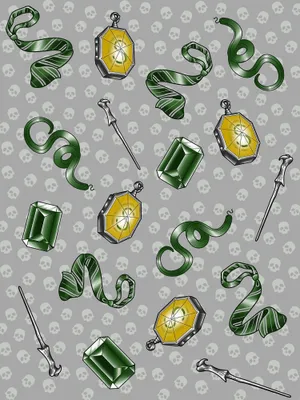 Cute Slytherin Objects Pattern Wallpaper