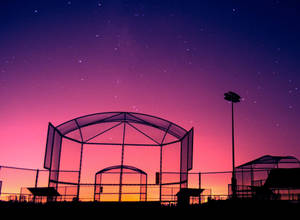 Cute Softball Court Purple Sunset Wallpaper