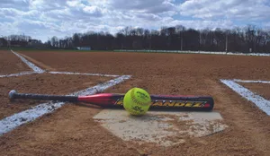 Cute Softball With A Bat Wallpaper