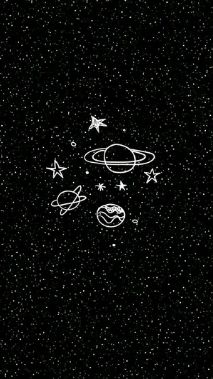 Cute Space Ringed Planet Doodle Wallpaper