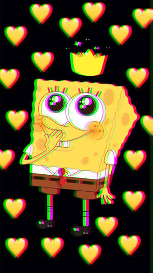 Cute Spongebob Yellow Hearts Wallpaper