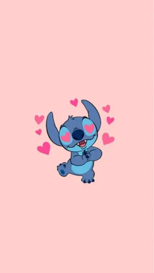Cute Stitch In Love Iphone Wallpaper
