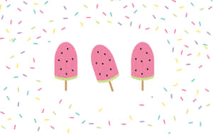Cute Summer Desktop Watermelon Popsicles Wallpaper