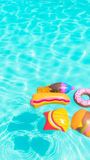 Cute Summer Junk Food Floaters Wallpaper