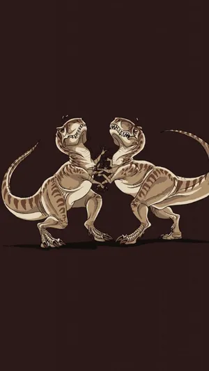 Cute T-rex Dinosaur Fight Funny Phone Wallpaper