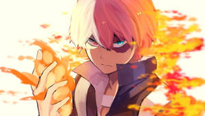 Cute Todoroki Using Fire Drawing Wallpaper