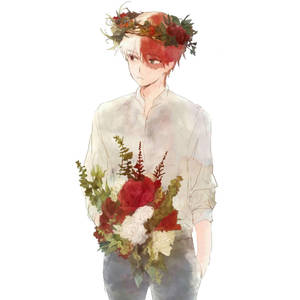 Cute Todoroki With Flowers Wallpaper