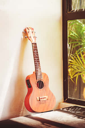 Cute Ukulele Guitar Aesthetic Lighting Wallpaper