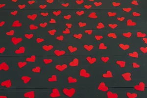 Cute Valentine's Day Red Paper Hearts Wallpaper