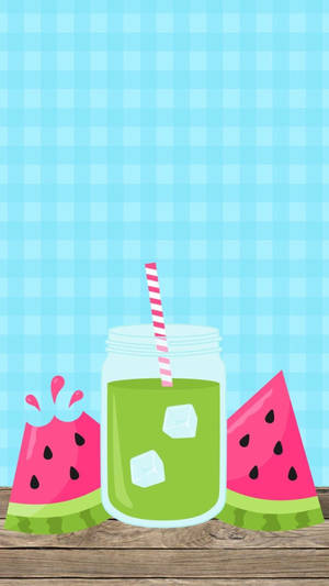 Cute Watermelon Drink Vector Art Wallpaper