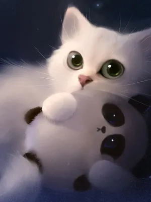 Cute White 3d Cat Wallpaper