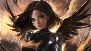 Cute Winged Alita Wallpaper