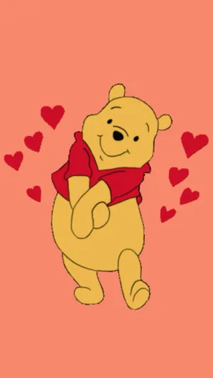 Cute Winnie The Pooh Iphone Red Hearts Wallpaper