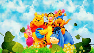 Cute Winnie The Pooh Sitting On A Tree Wallpaper