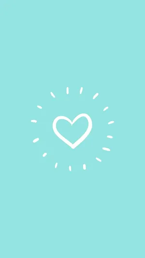 Cyan Heart Doodle Wallpaper