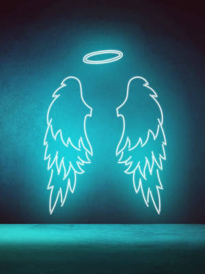 Cyan Wings Led Light Wallpaper