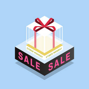 Cyber Monday Transparent Gift Box Sale Wallpaper