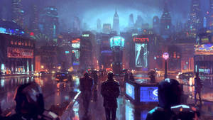 Cyberpunk 1920x1080 Night Raining City Wallpaper