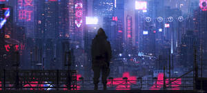 Cyberpunk City Pink Neon Art Wallpaper