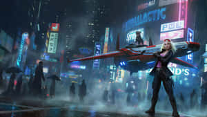 Cyberpunk Cityscape - A Futuristic Vision Of Technology And Art Wallpaper