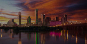 Dallas Skyline Sunset Sky Wallpaper