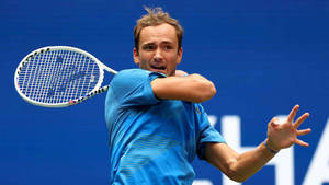 Daniil Medvedev In An Intense Tennis Match Wallpaper