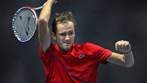 Daniil Medvedev In Red Shirt Wallpaper