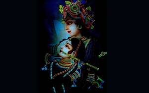 Dark Aesthetic Radha And Krishna Desktop Wallpaper