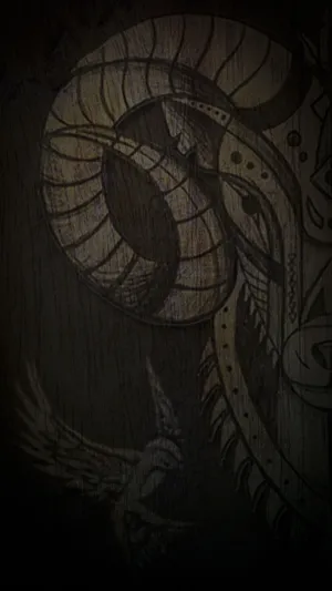 Dark Aesthetic Ram Aries Astrology Wood Wallpaper