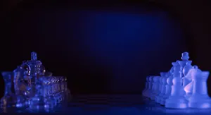 Dark And Blue Aesthetic Laptop Chess Background Wallpaper