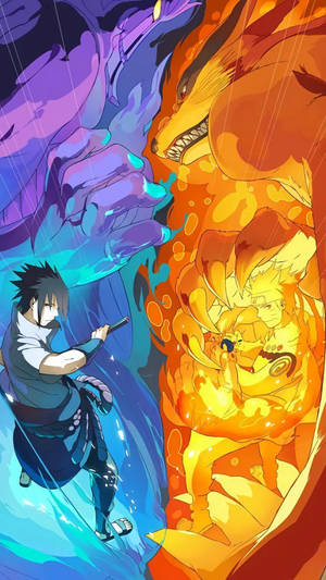 Dark And Nine Tails Chakra Sasuke Naruto Iphone Wallpaper